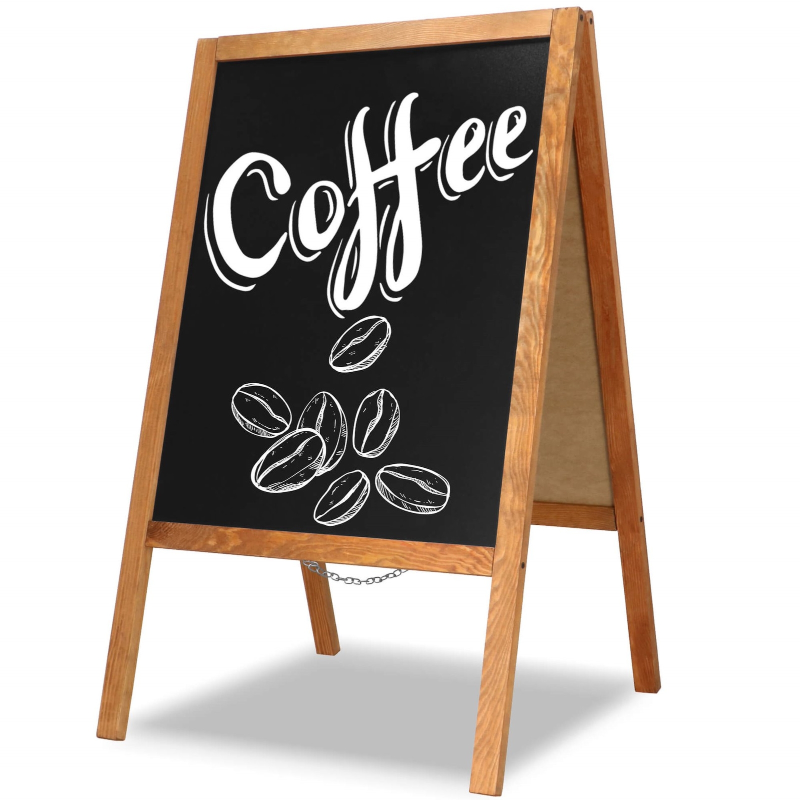 Potykacz kredowy, dwustronna tablica 100x60 cm drewniany, brązowo-czarna