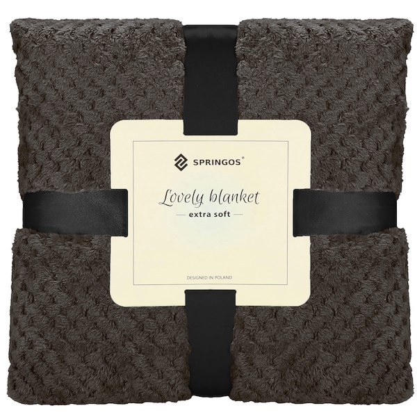 Narzuta na łóżko, pled 150x200 cm dwustronny, tłoczony koc na kanapę grafitowy