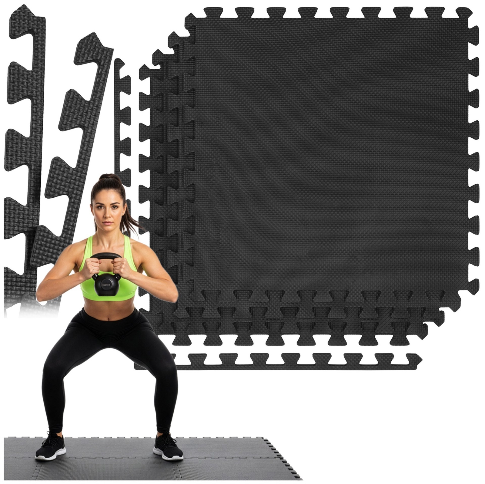 Mata ochronna do ćwiczeń cardio, antypoślizgowa 4 szt. puzzle z pianki EVA 2 cm grafitowe