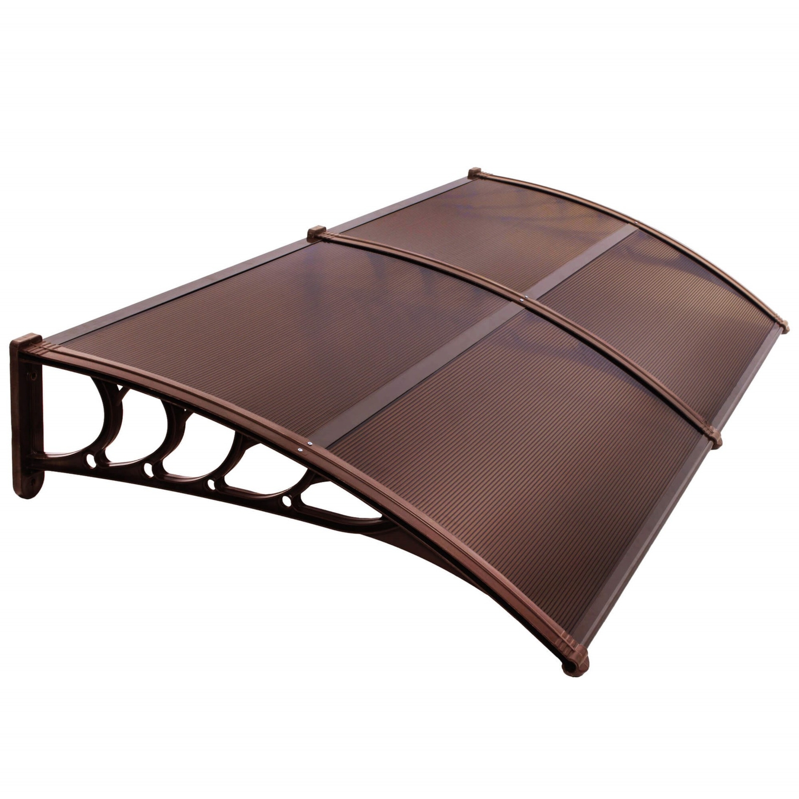 Zadaszenie łukowe nad drzwi, daszek do drzwi wejściowych, balkonowych, tarasowych 200x100 cm brązowy, transparentny