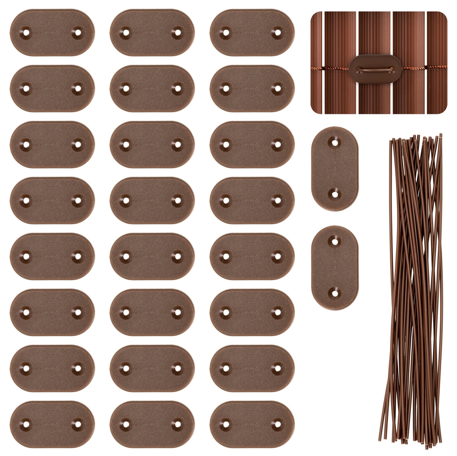 Zestaw montażowy do maty osłonowej 26 szt. akcesoria mocujące do osłon na balkon brązowe