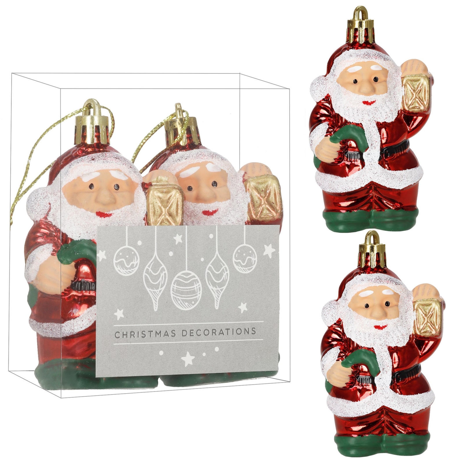 Bombki choinkowe zestaw 2 szt. ozdoby świąteczne do stroika, Mikołaj nietłukące