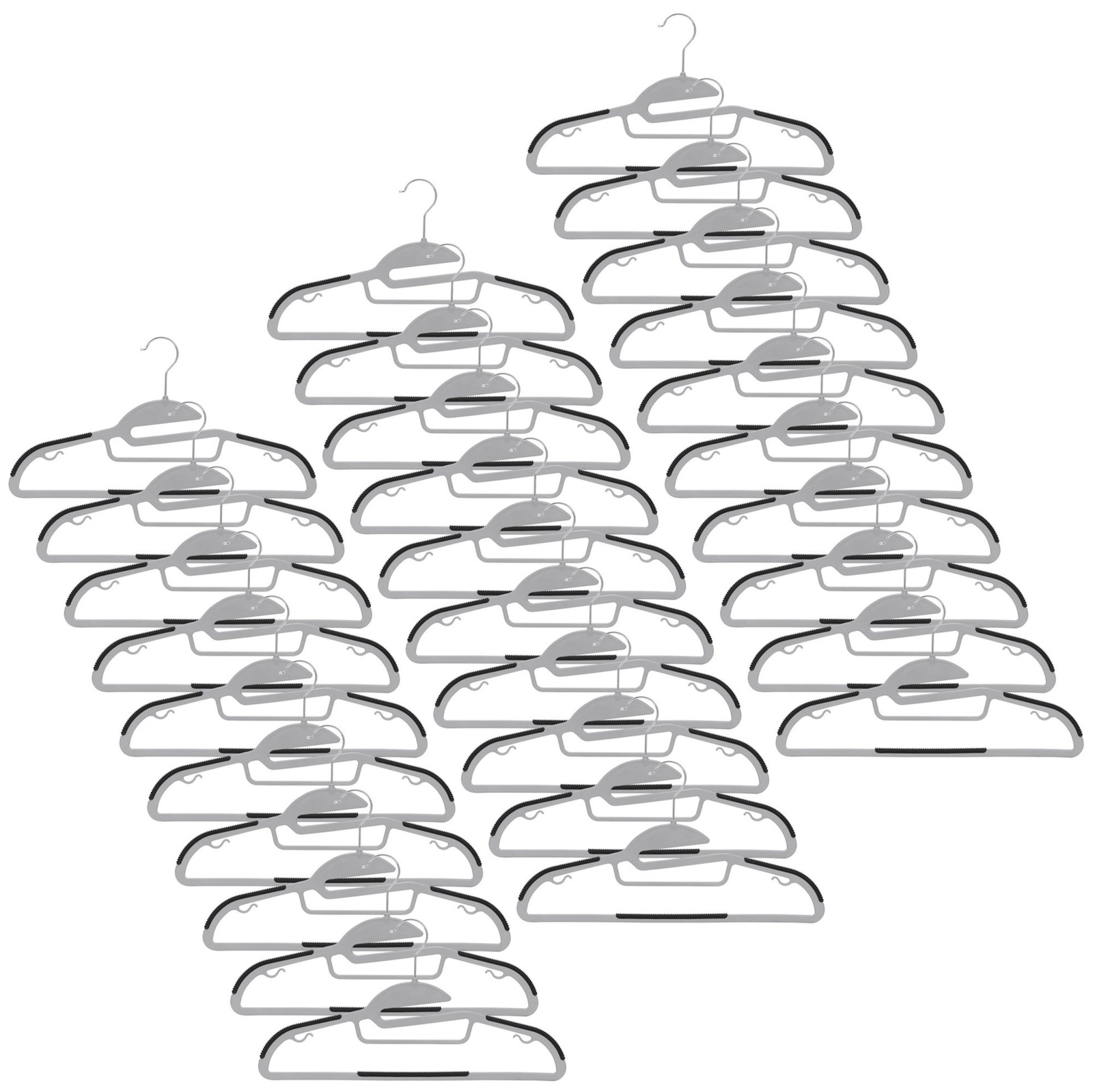 Wieszaki na ubrania, plastikowe zestaw 30 szt. antypoślizgowe szaro-czarne