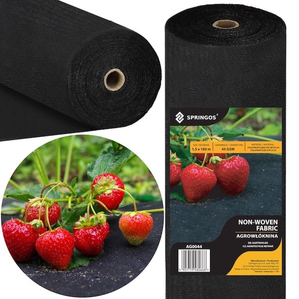 Agrowłóknina na chwasty 100x1,5 m agrotkanina czarna mata 45 g/m2