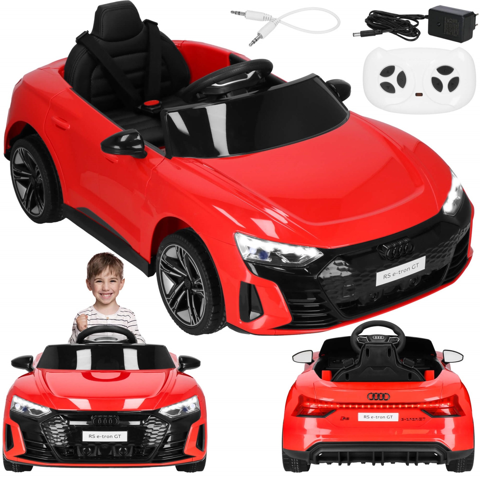 Samochód na akumulator Audi auto elektryczne dla dzieci, jeździk na pilota z klaksonem, melodie w kierownicy