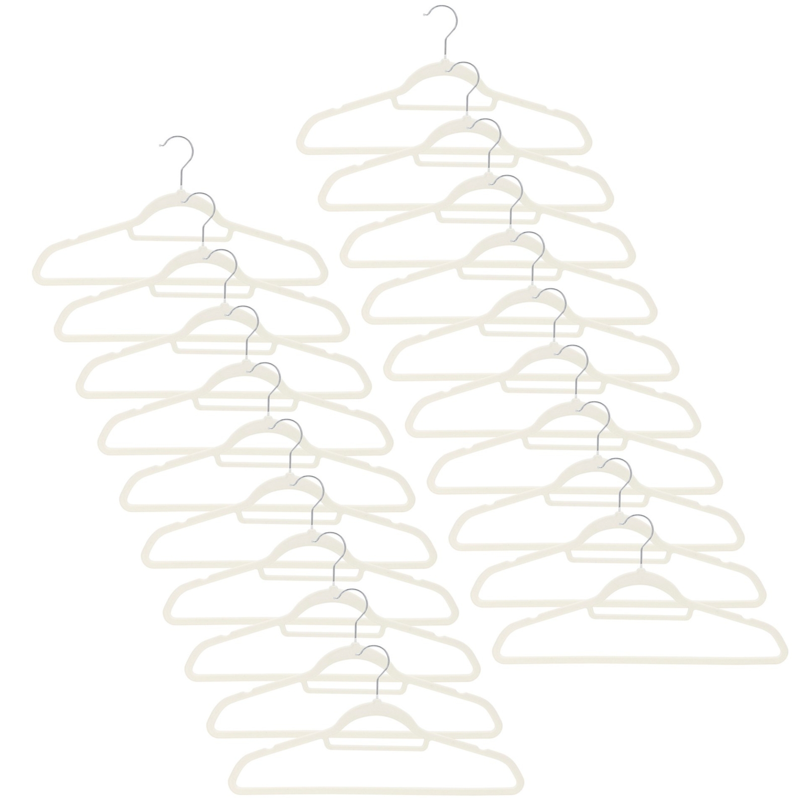 Wieszaki welurowe na ubrania komplet 20 szt. odzieżowe do szafy, ecru