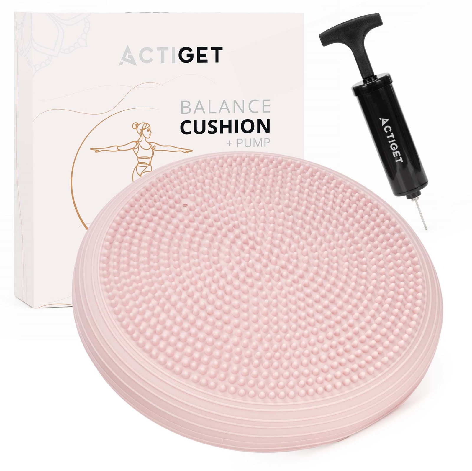 Poduszka sensomotoryczna z pompką, jeżyk dysk sensoryczny do siedzenia, ćwiczeń różowy