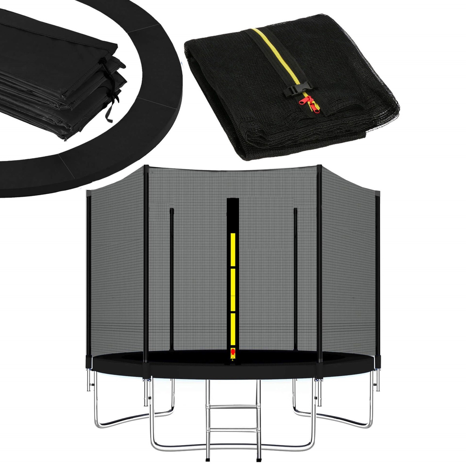 Siatka do trampoliny zewnętrzna z osłoną na sprężyny 366 cm 12 FT 8 słupków czarna