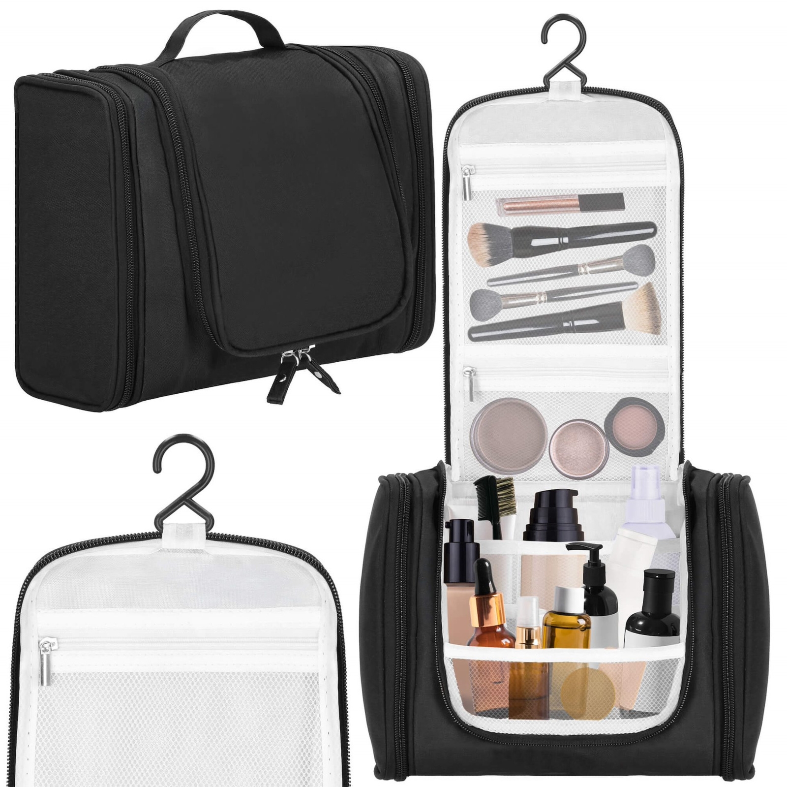 Kosmetyczka, organizer podróżny 24x21x10 cm kuferek z 13 przegródkami, czarny