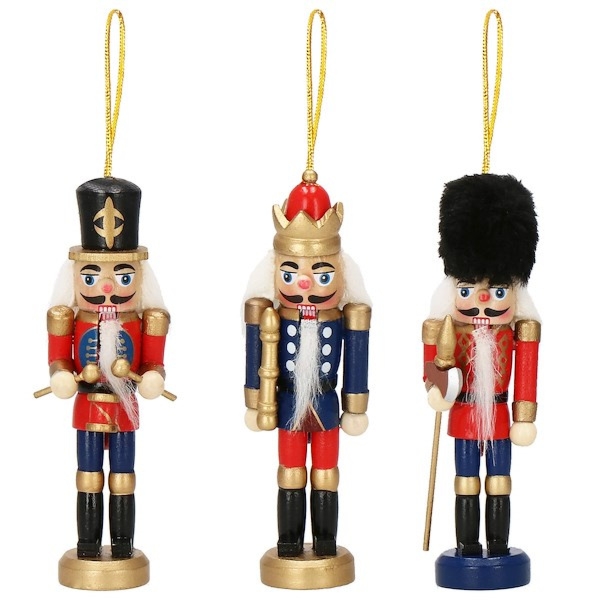 Zawieszka 3 szt. dziadek do orzechów 13 cm choinkowa multikolor świąteczna ozdoba