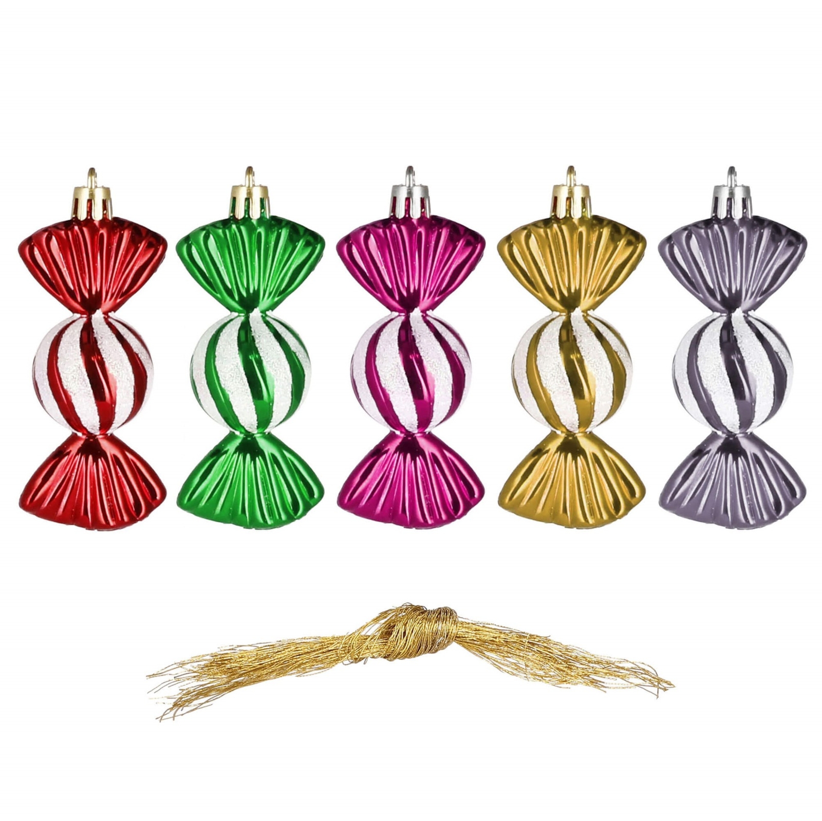 Bombki choinkowe 5 szt. ozdoby świąteczne zestaw cukierki 6 cm kolorowe