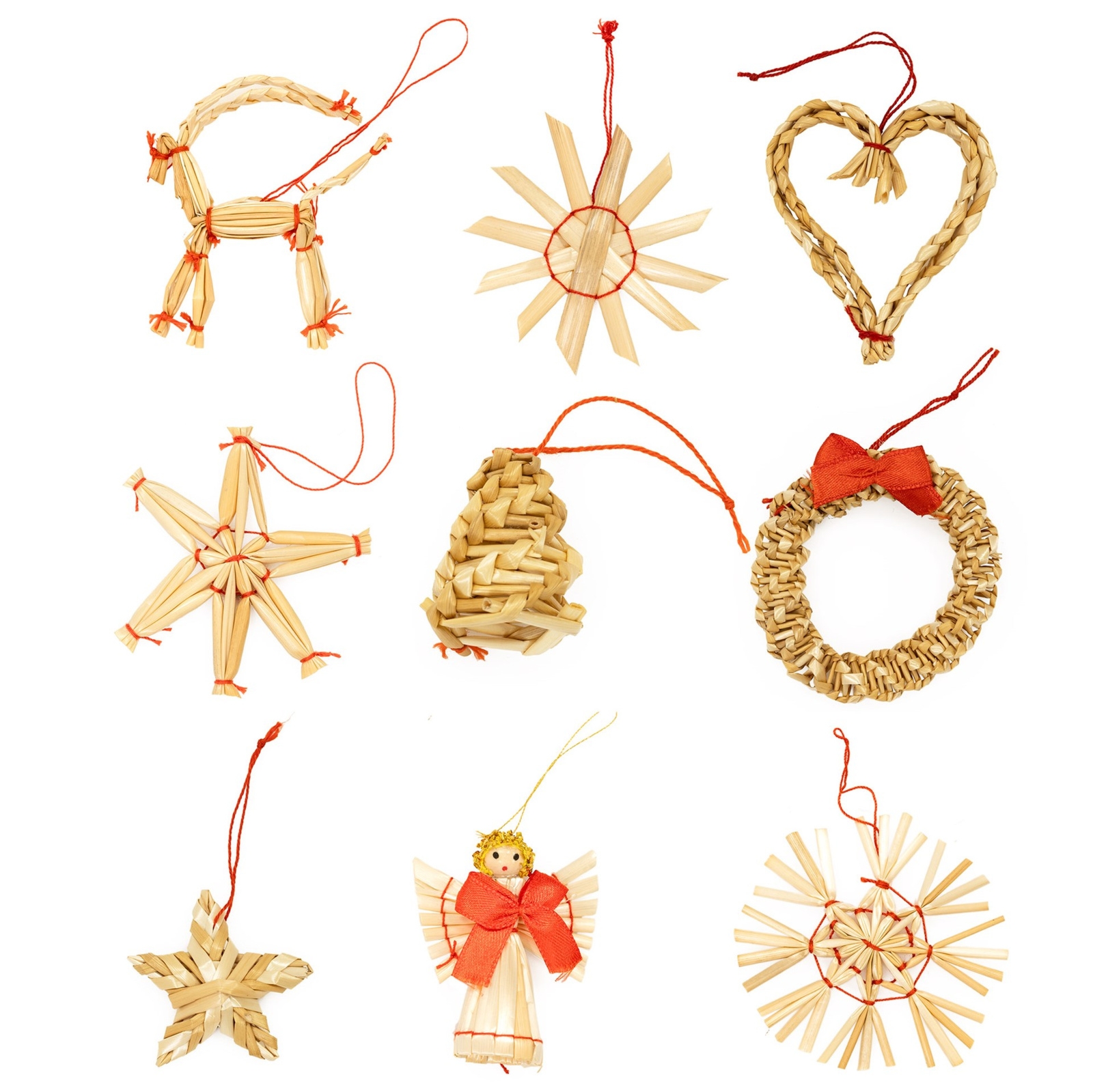 Bombki choinkowe, zawieszki ze słomy 27 szt. ozdoby świąteczne, brązowe