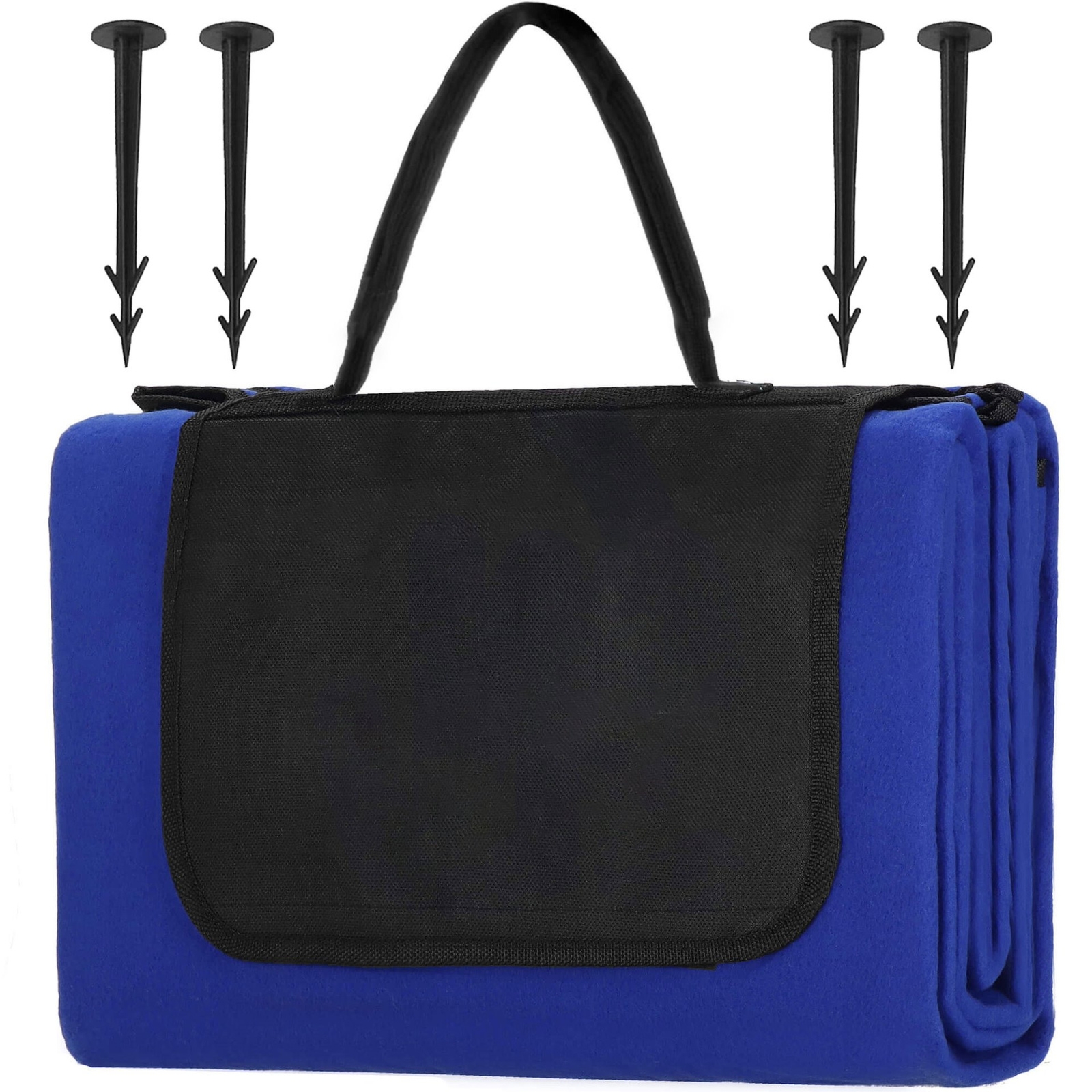 Koc piknikowy 150x135 cm mata na plażę, biwak, miejsce na nadruk, niebieska