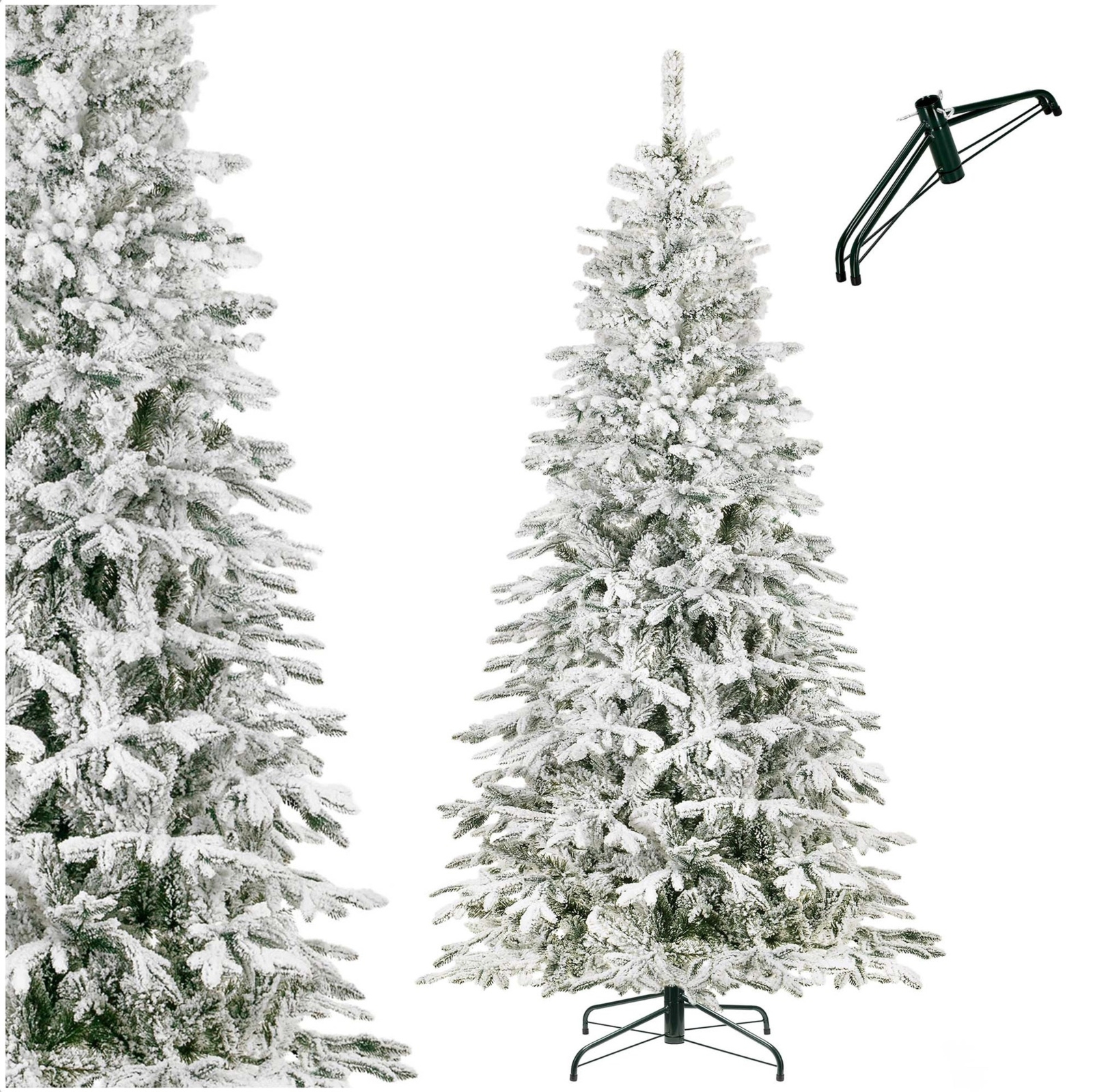 Sztuczna choinka 250 cm świerk ośnieżony jak żywy, nowoczesny, ze stojakiem