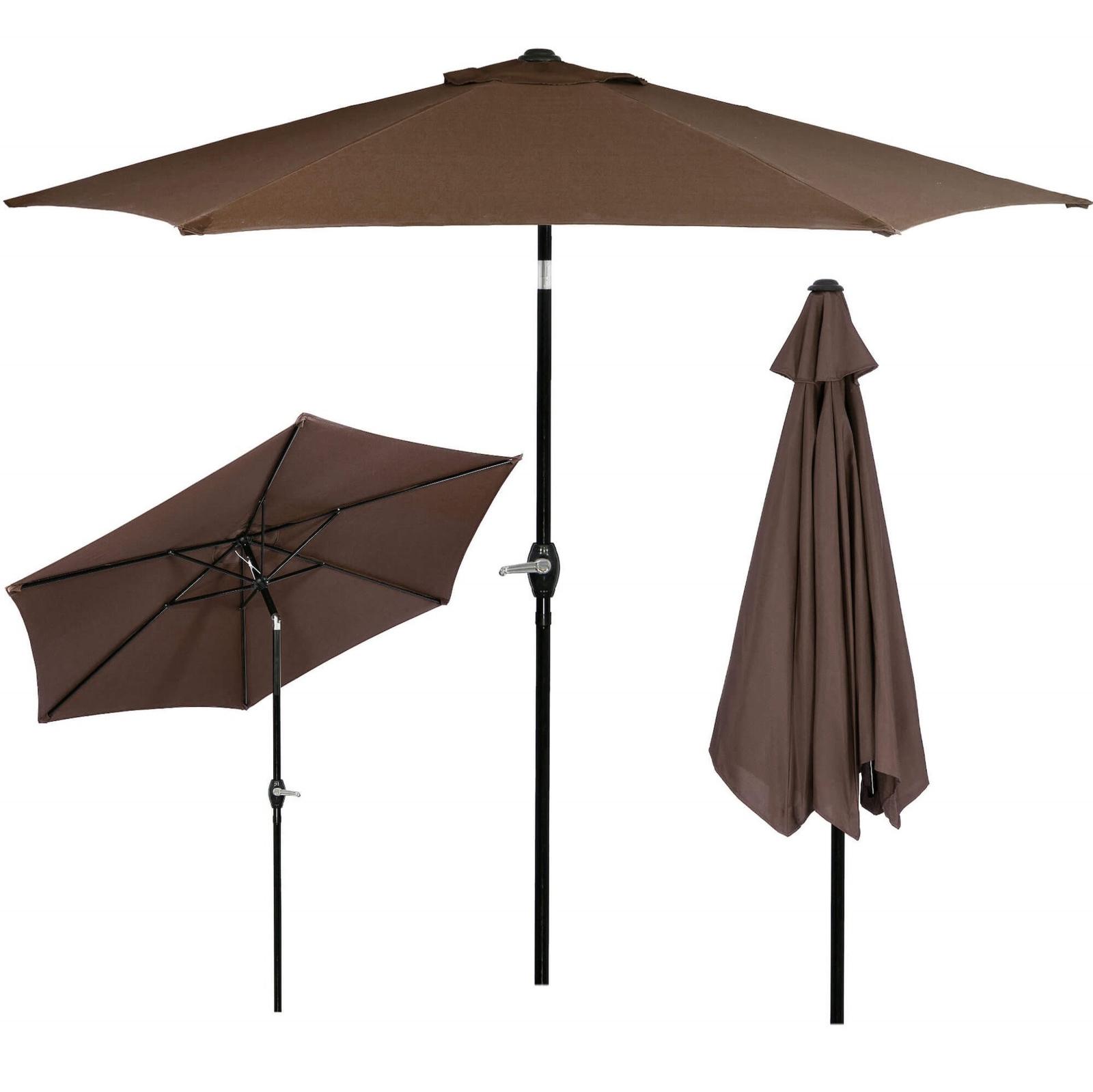 Parasol ogrodowy 260 cm składany na balkon duży brązowy