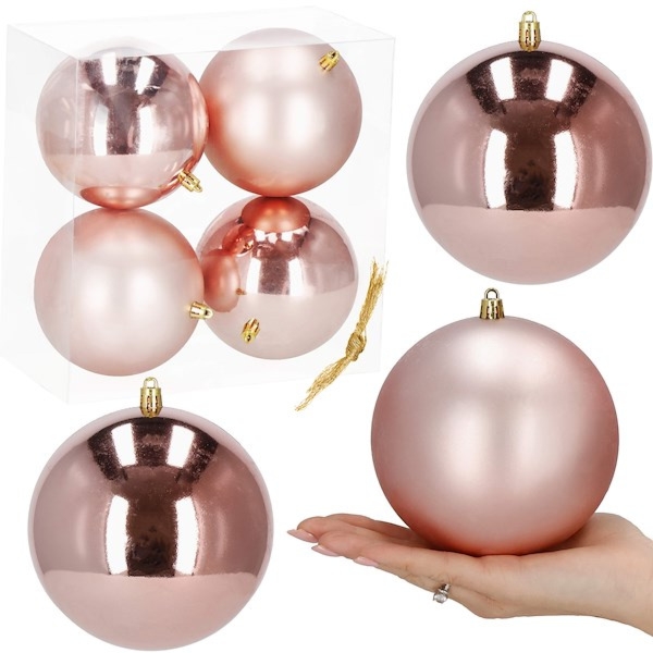 Bombki choinkowe 4 szt. zawieszki na choinkę ozdoby świąteczne 12 cm rose gold