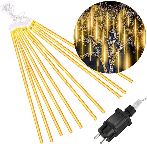 Lampki choinkowe 10 szt. sople 480 Led padający śnieg meteory zewnętrzne biały ciepły