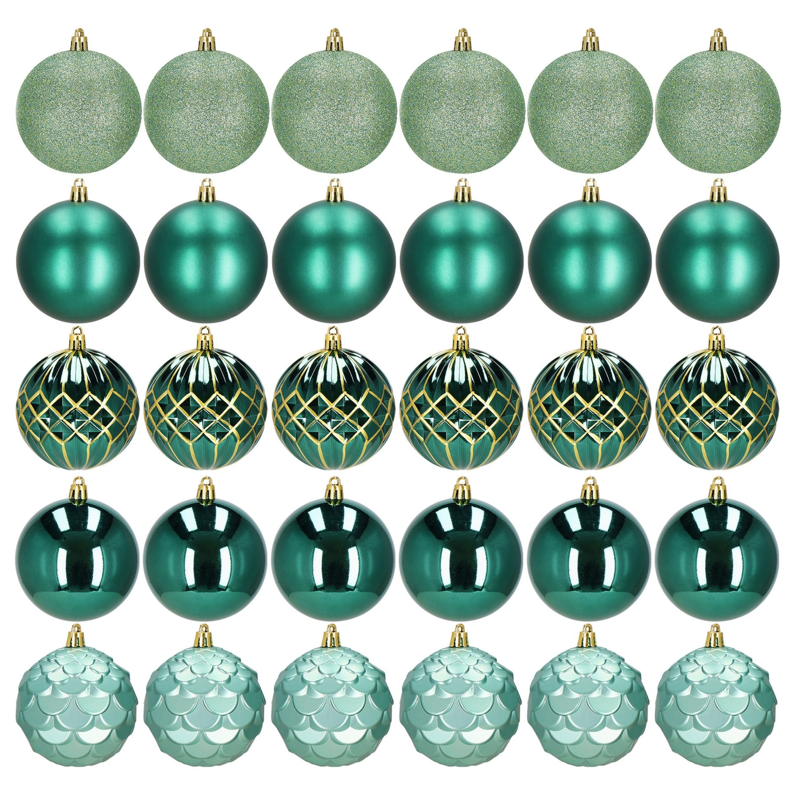 Bombki choinkowe zielone 8 cm 30 szt. komplet ozdoby świąteczne matowe brokatowe błyszczące