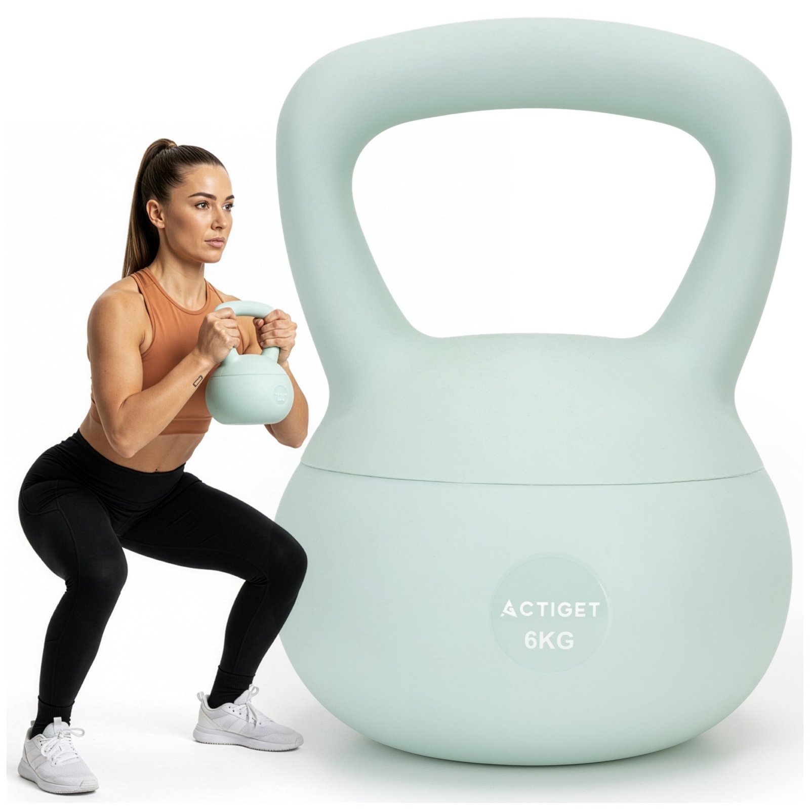 Kettlebell miękki 6 kg ciężar do ćwiczeń, kula treningowa, fitness, turkusowy