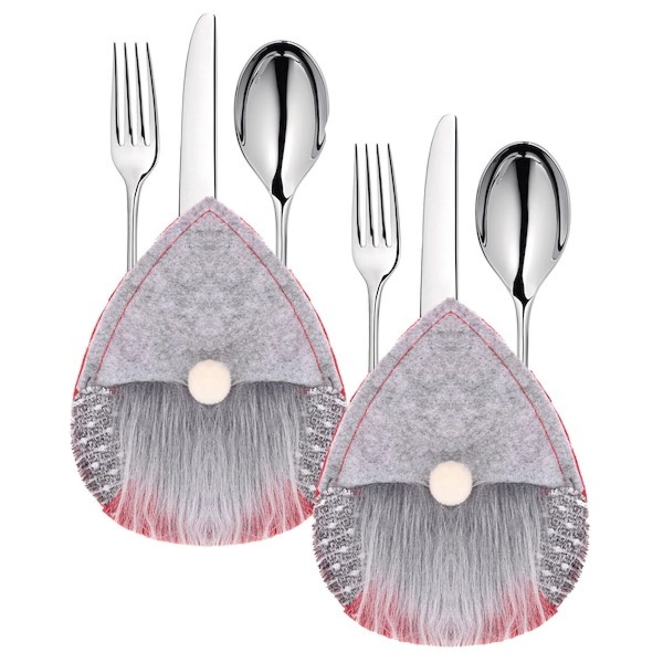 Kieszonka na sztućce 12szt. świąteczne etui, skrzaty szare ozdoba świąteczna