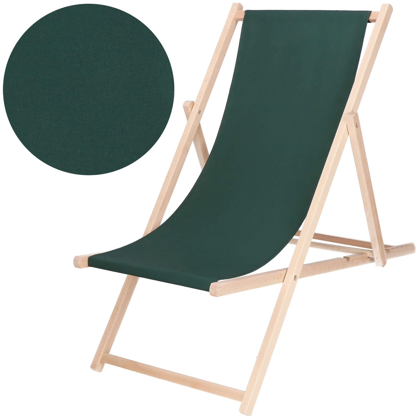 Leżak drewniany ogrodowy 3 stopnie regulacji, na taras plażę ciemnozielony