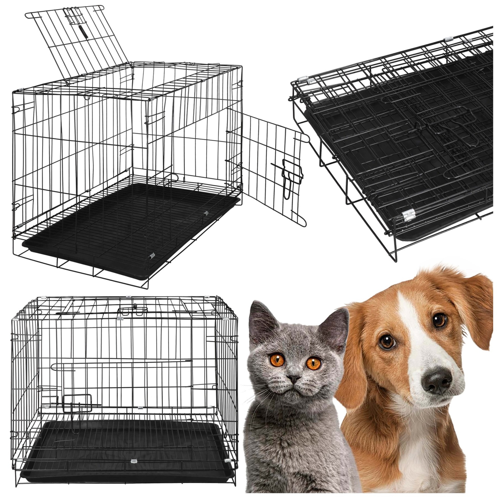 Klatka kennelowa dla zwierząt metalowy kojec dla psa kota rozmiar S 60 x 50 x 42 cm