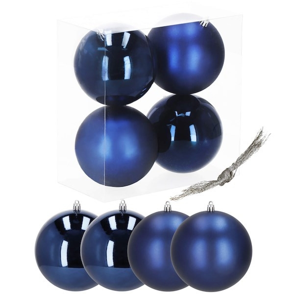 Bombki choinkowe 4 szt. zawieszki na choinkę ozdoby świąteczne 12 cm granatowe
