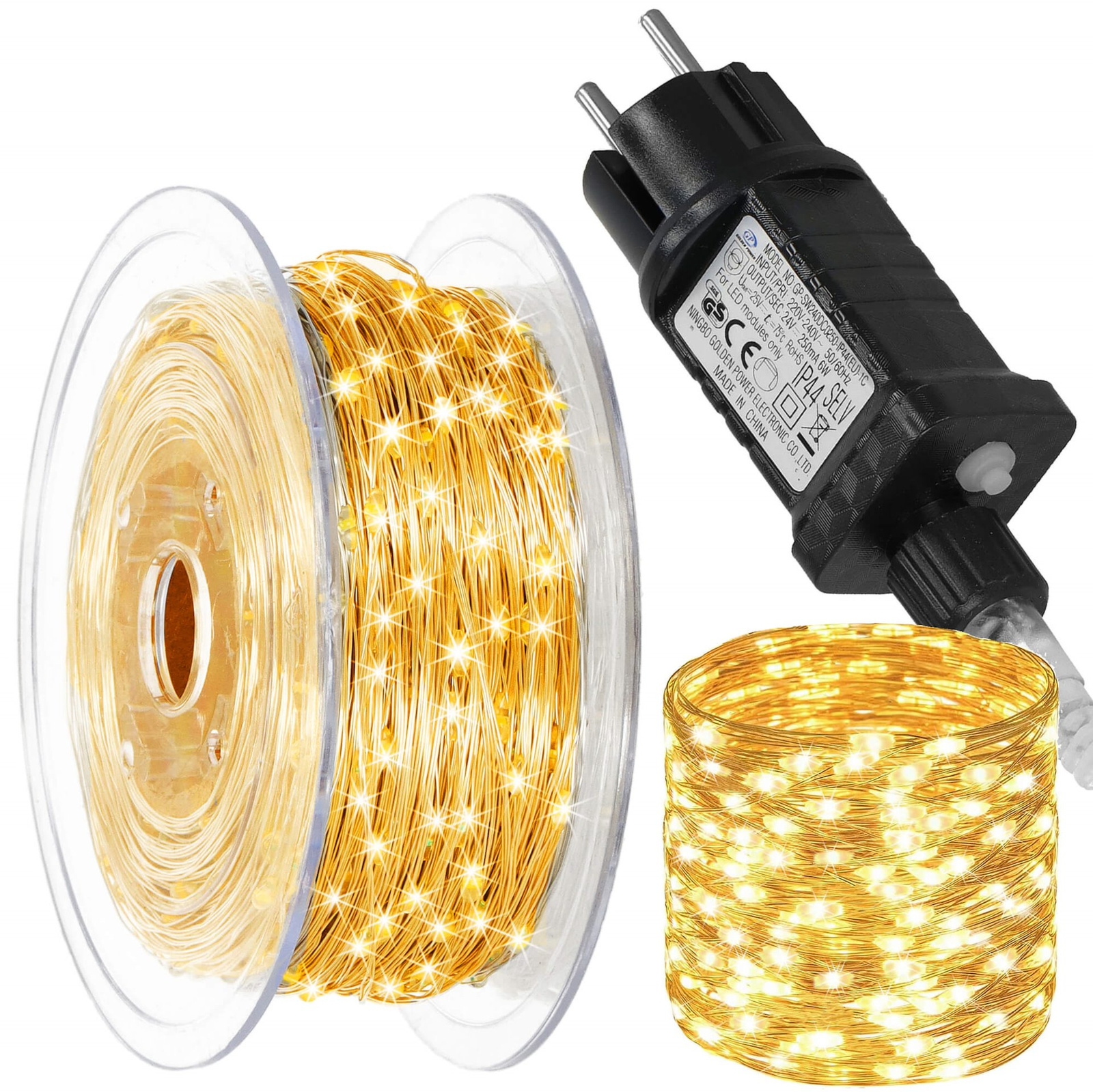 Lampki świąteczne na szpuli 1000 LED druciki choinkowe biały ciepły wewnętrzno-zewnętrzne