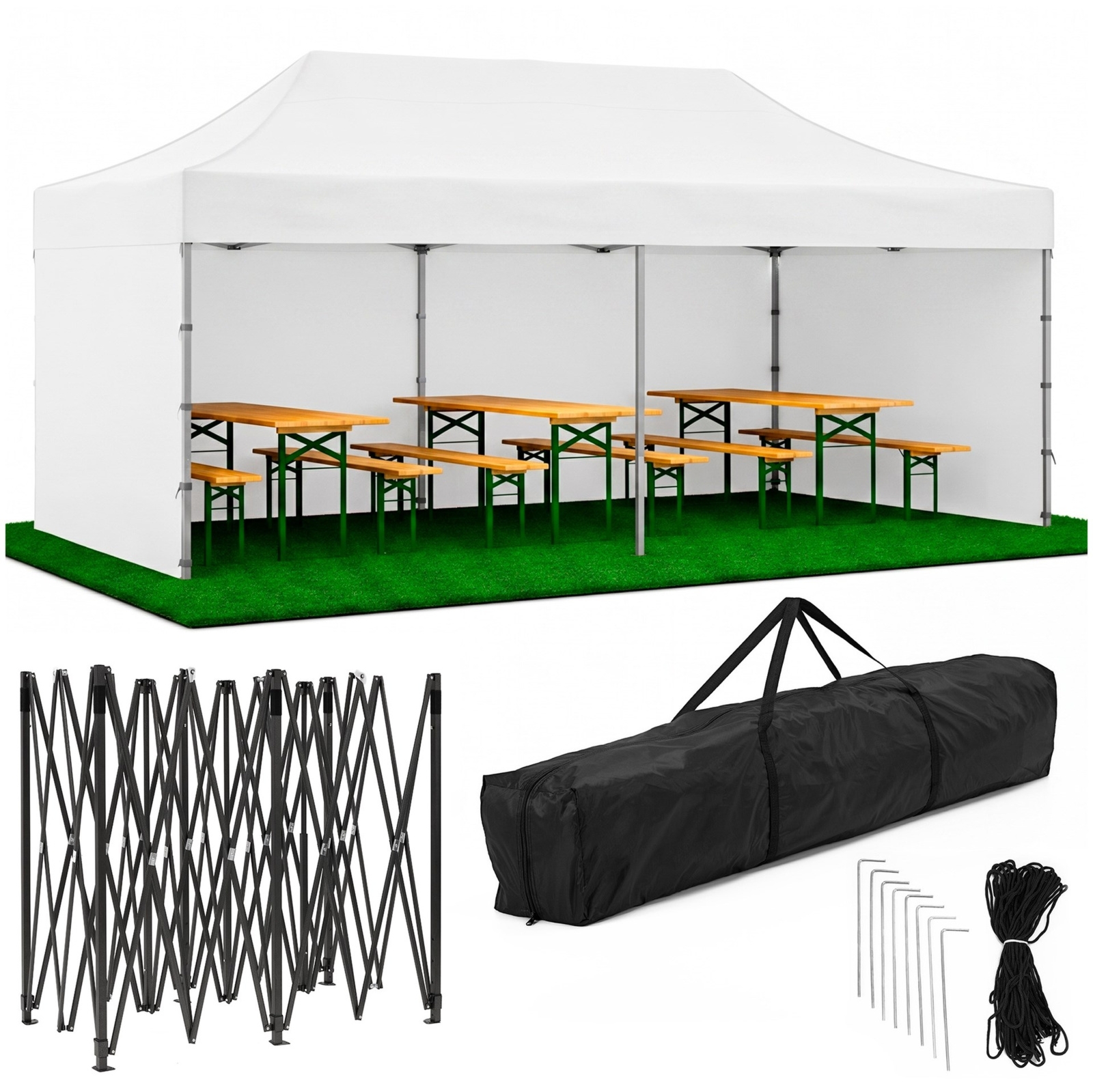 Pawilon handlowy 3x6 m namiot handlowy ekspresowy na imprezy, targ, catering, biały