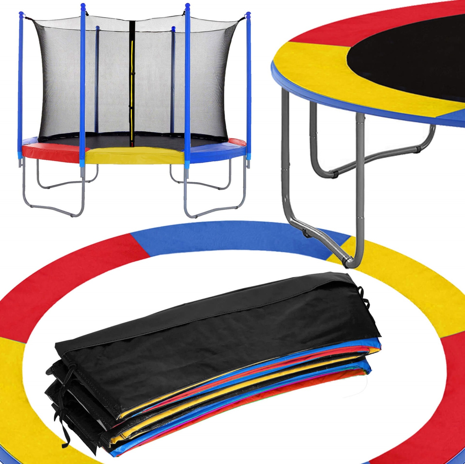 Siatka do trampoliny wewnętrzna z osłoną na sprężyny 305 cm 10 FT 6 słupków multikolor