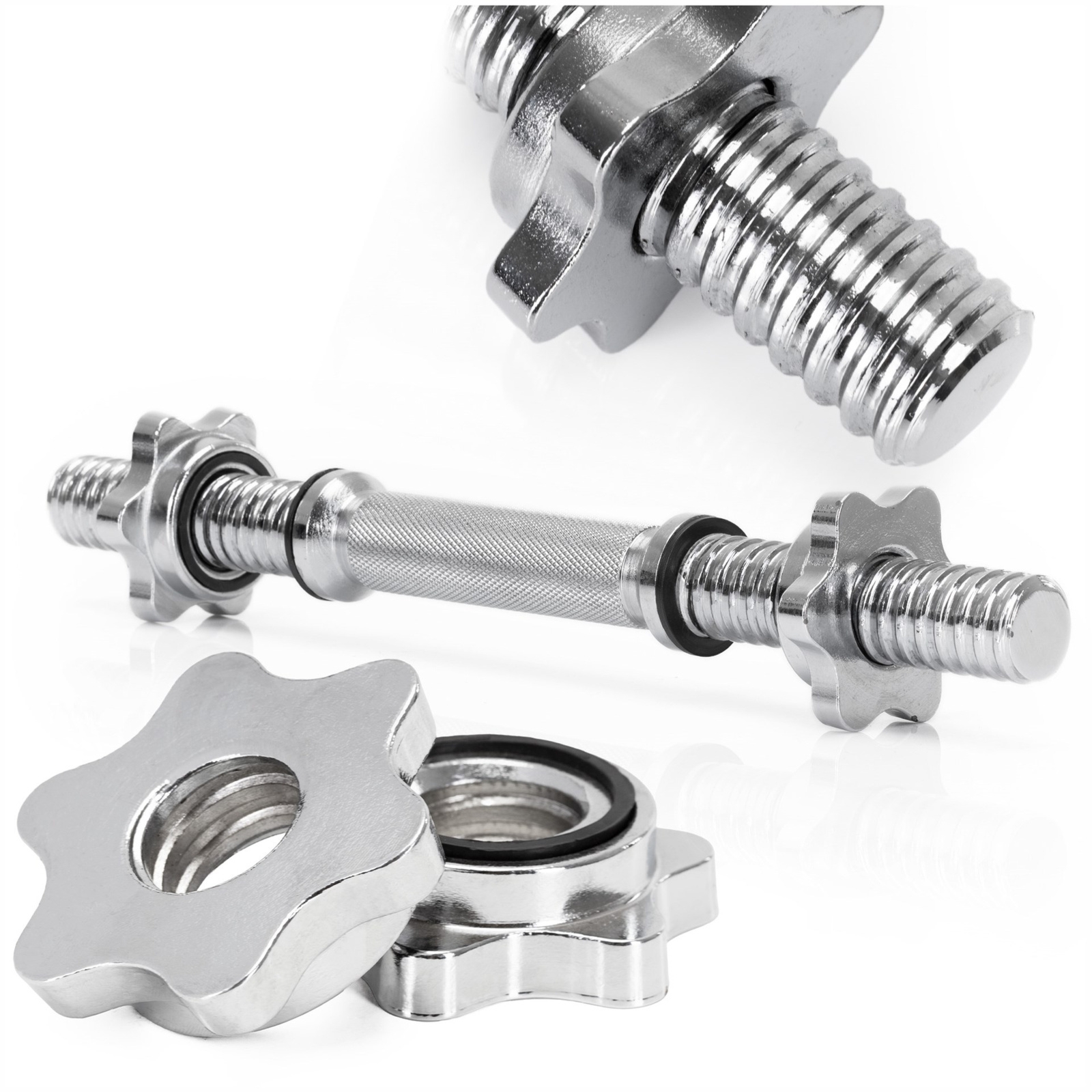 Gryf krótki 36 cm do treningu siłowego, do hantli 28 mm stal chromowana