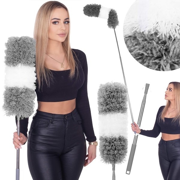 Szczotka do kurzu i pajęczyn wysuwana długa miotełka teleskopowa 78,5-280 cm biało-szara