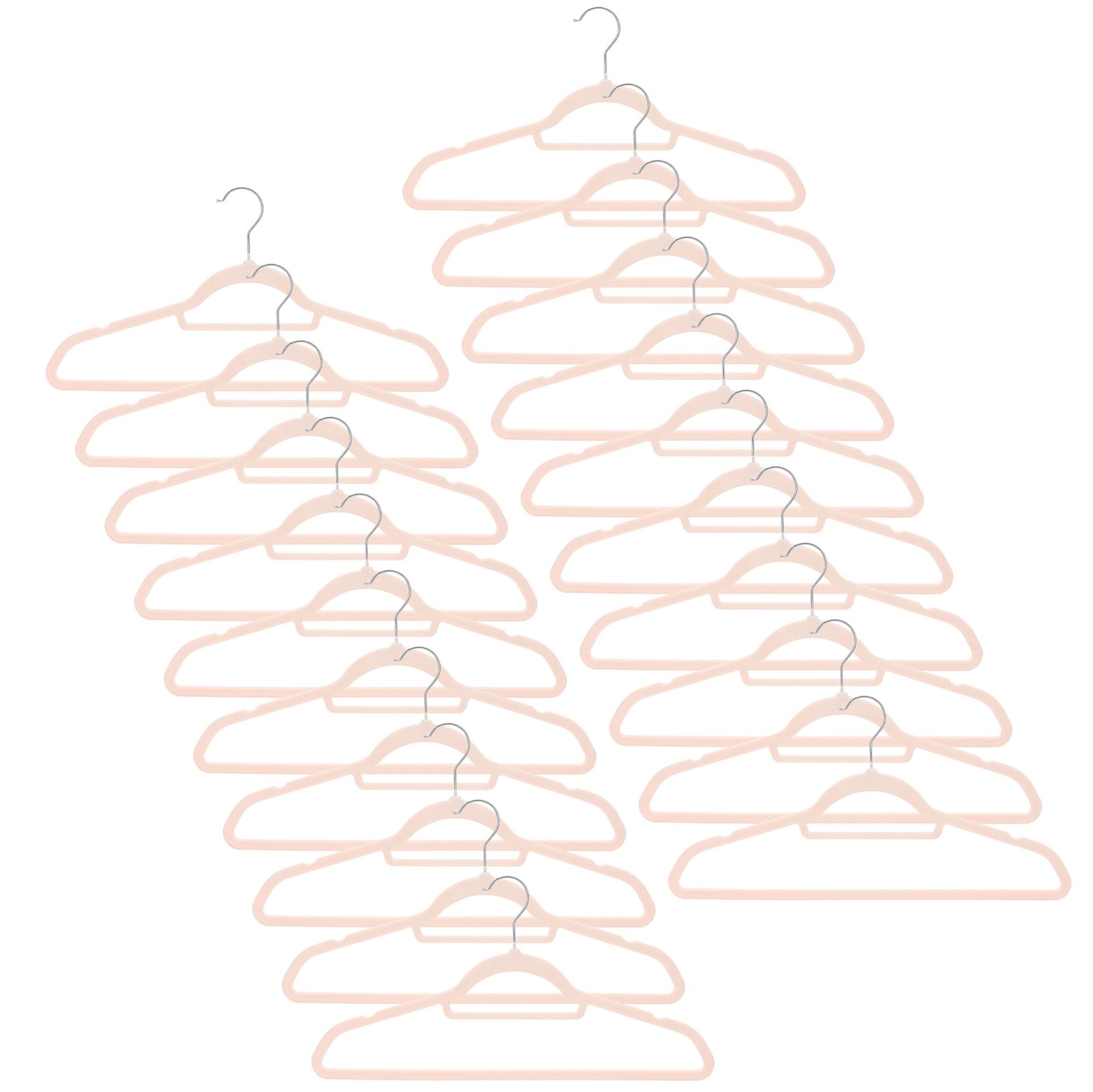 Wieszaki welurowe na ubrania komplet 20 szt. odzieżowe do szafy pudrowy róż