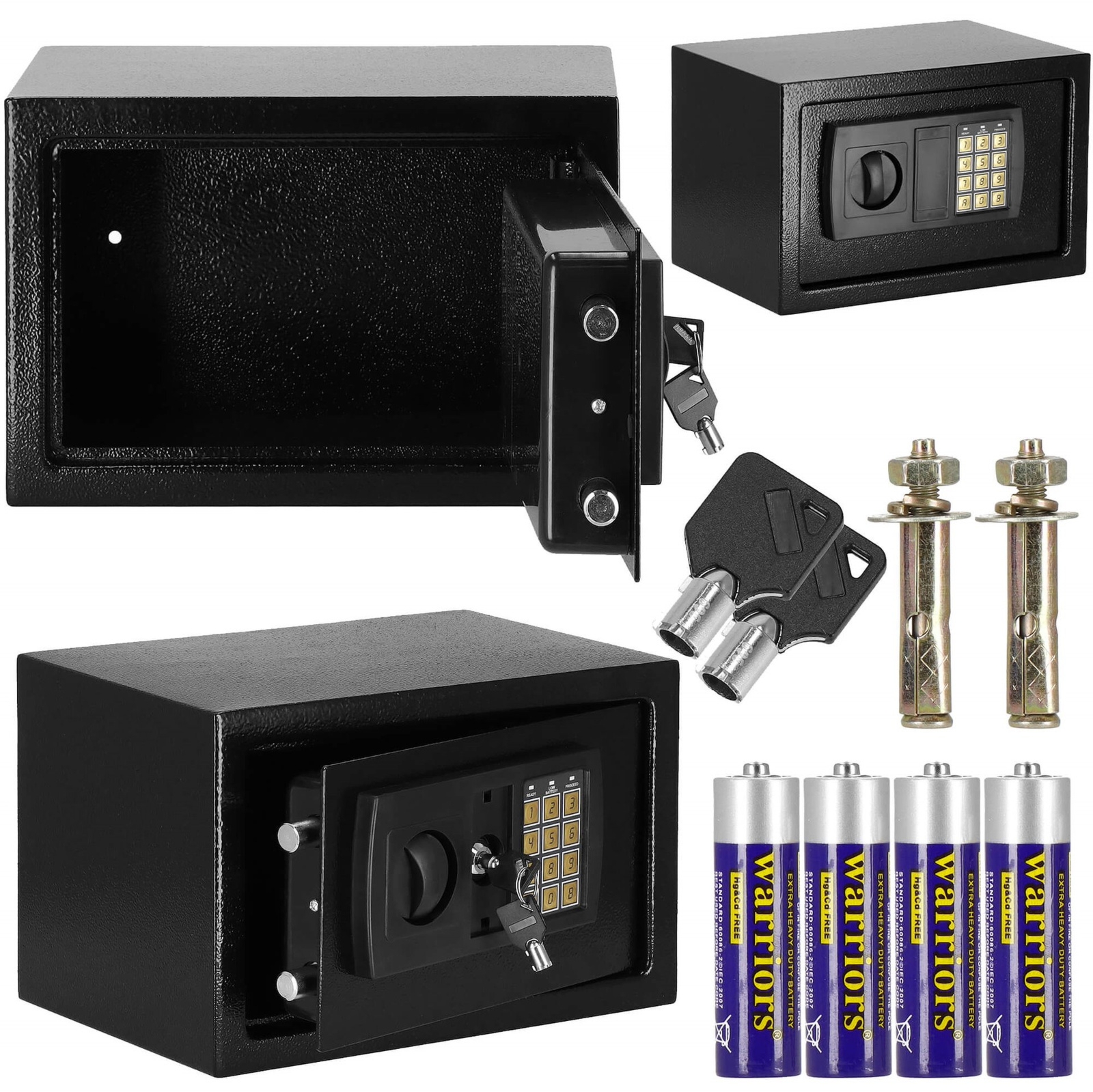 Sejf domowy na klucz, kasetka 31x20x20 cm skrytka na pieniądze czarny