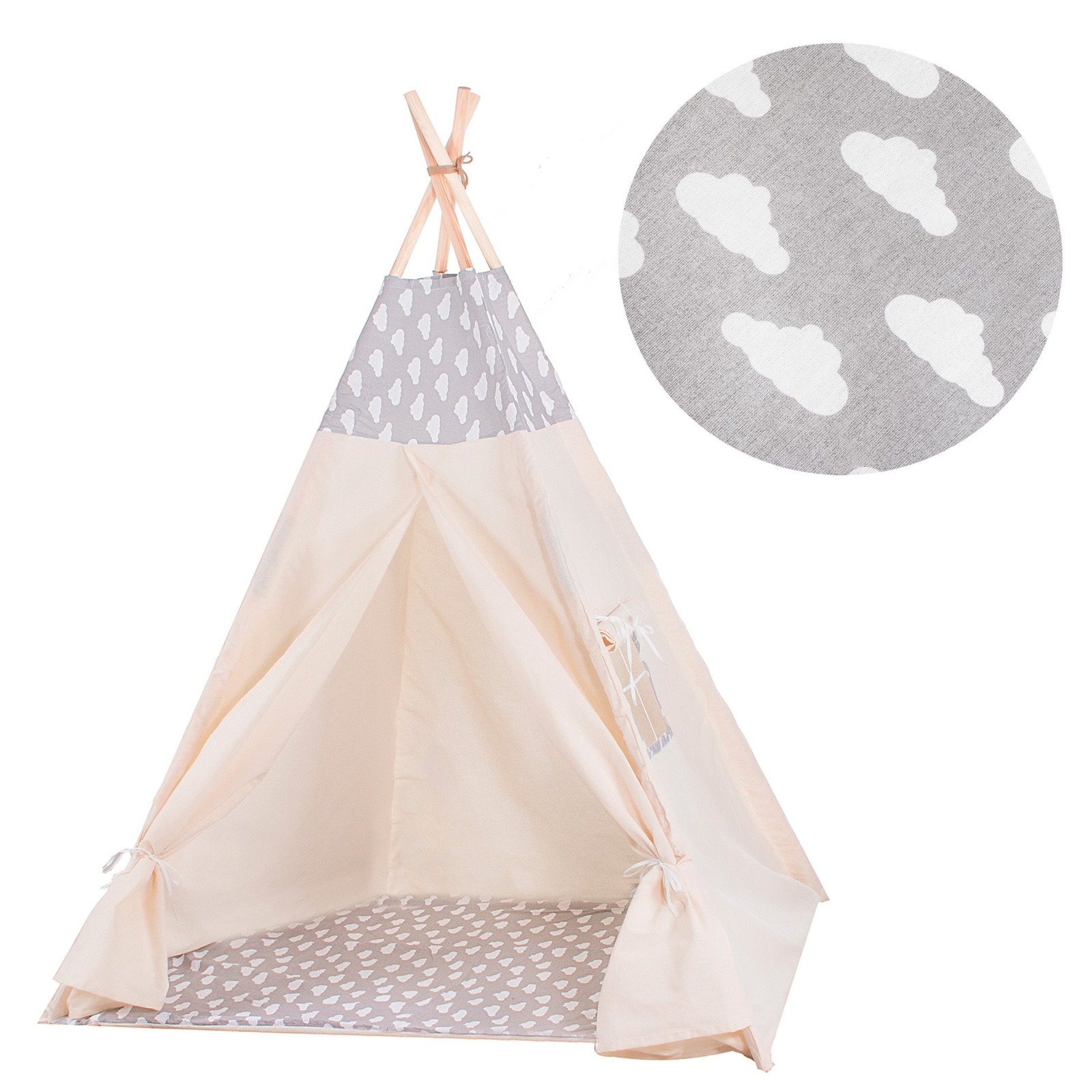 Namiot Tipi szary w chmurki