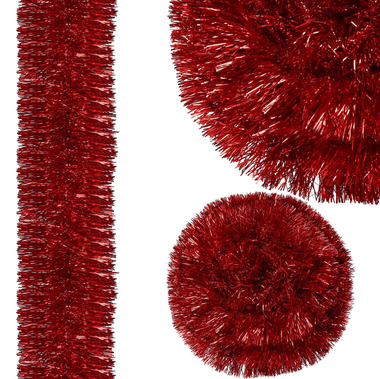 Łańcuch choinkowy 6m czerwony, girlanda na choinkę, średnica 7cm