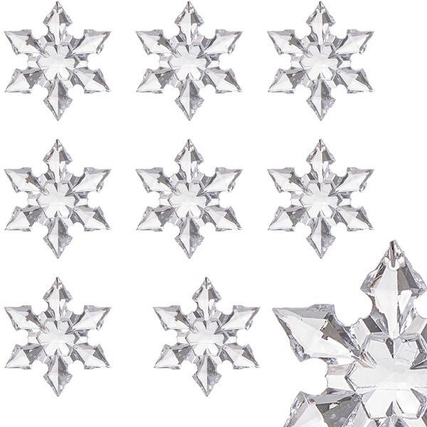 Kryształki 9 szt. bombki choinkowe śnieżynki przezroczyste zawieszki