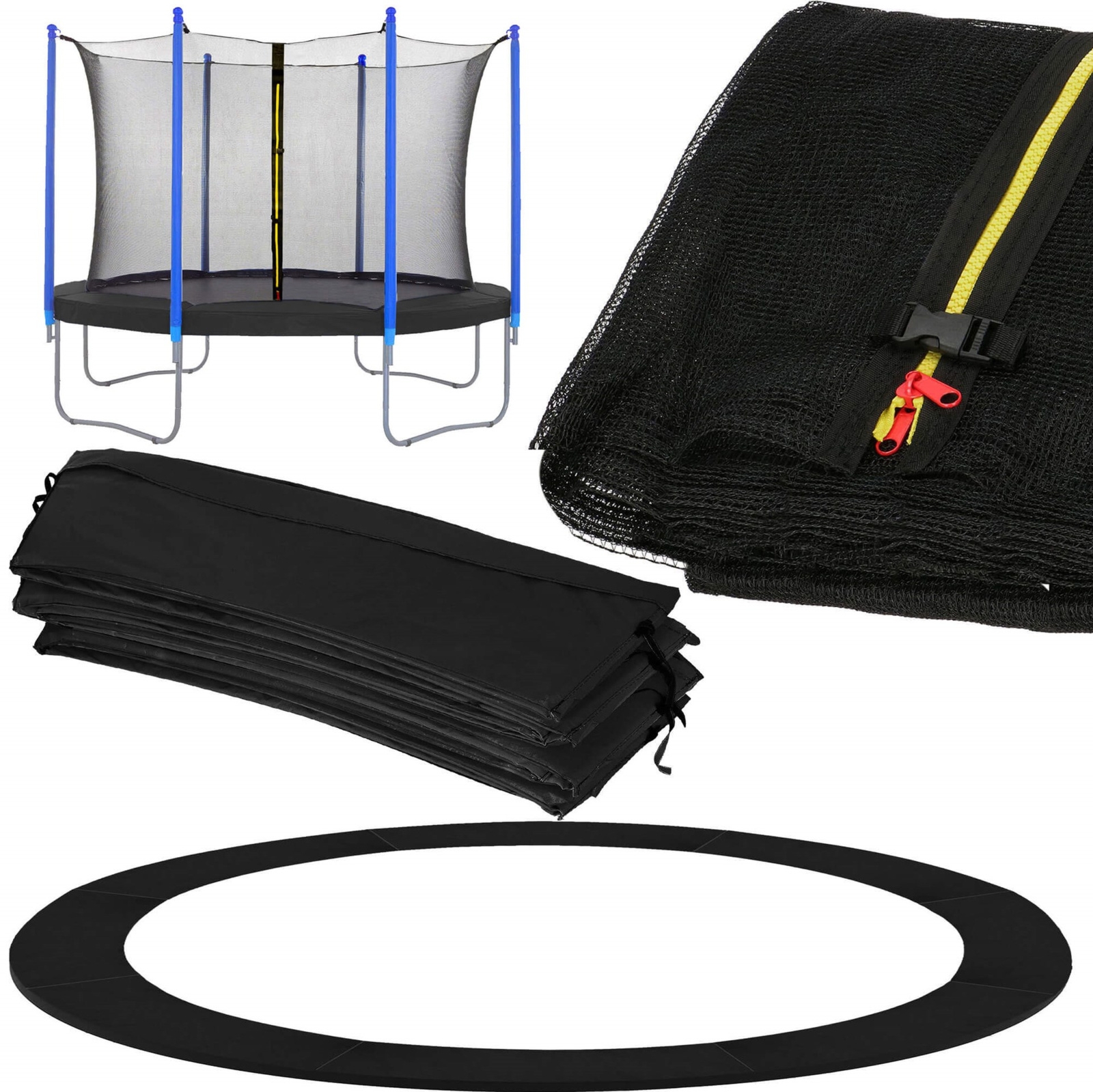 Osłona na sprężyny z siatką do trampoliny wewnętrzną 10FT 305 cm czarna