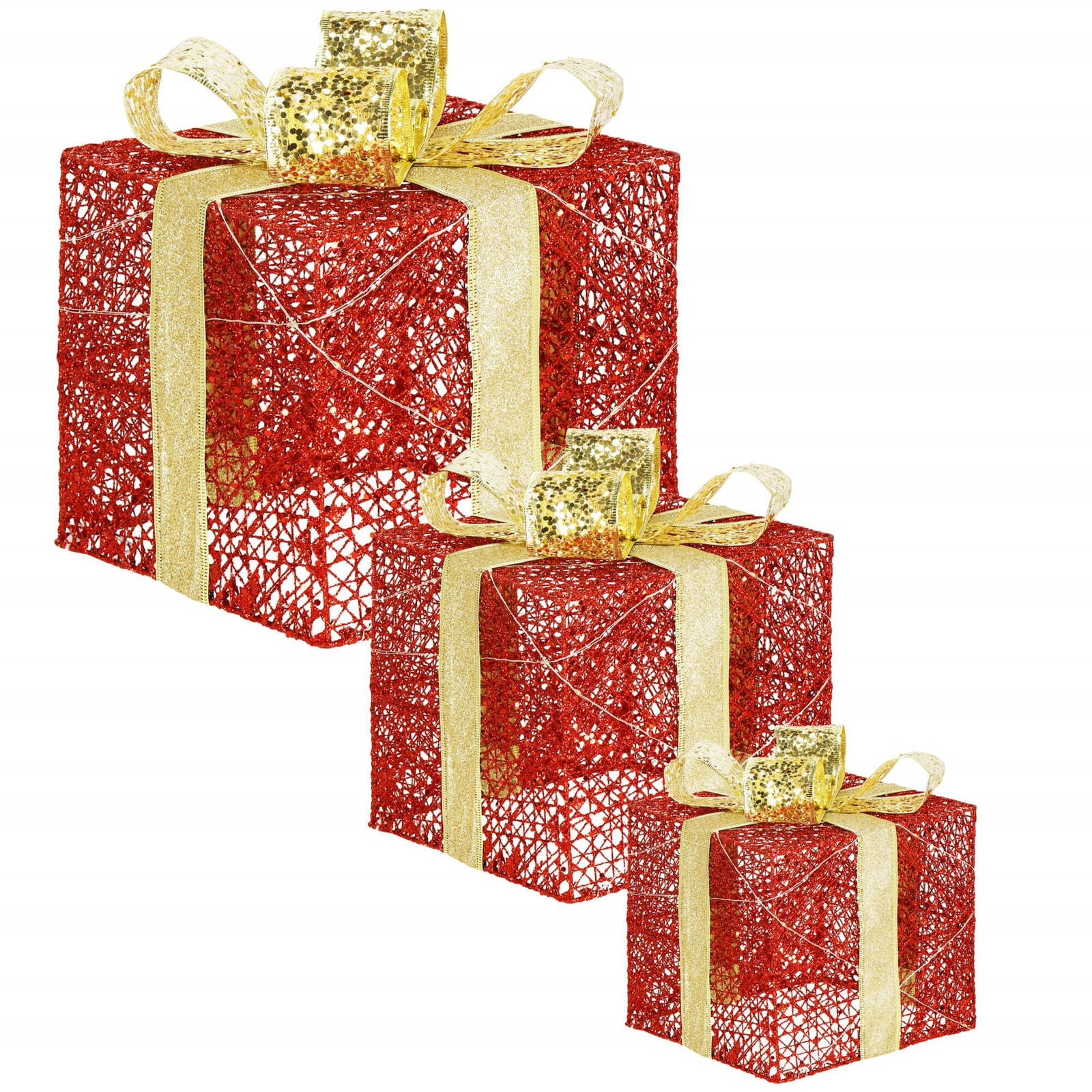 Oświetlenie świąteczne LED prezenty dekoracja świąteczna biały ciepły zestaw 3 szt.