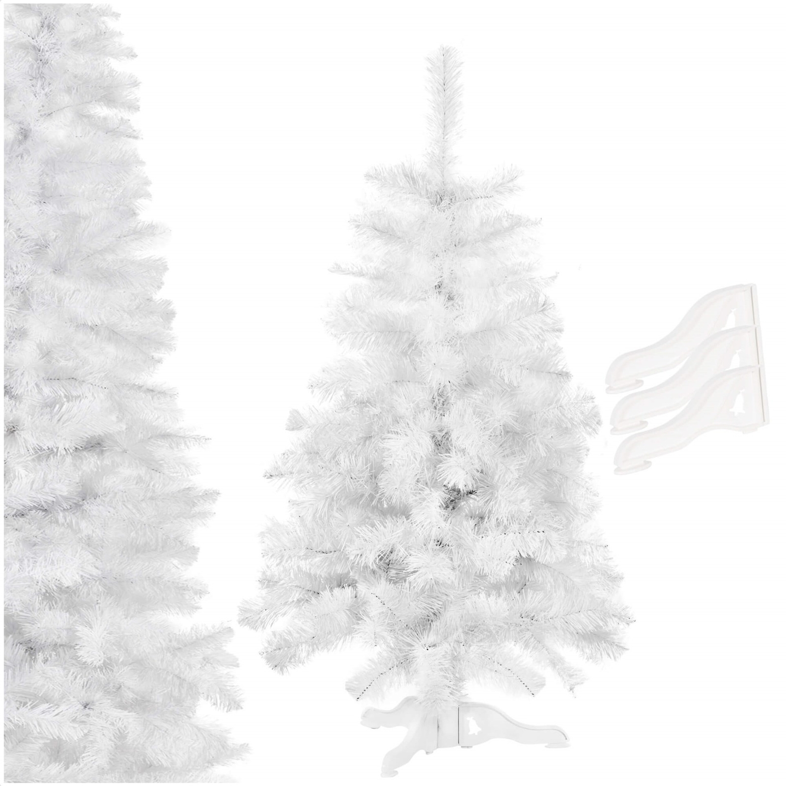 Choinka sztuczna 120 cm biała jodła jak żywa, nowoczesna, ze stojakiem