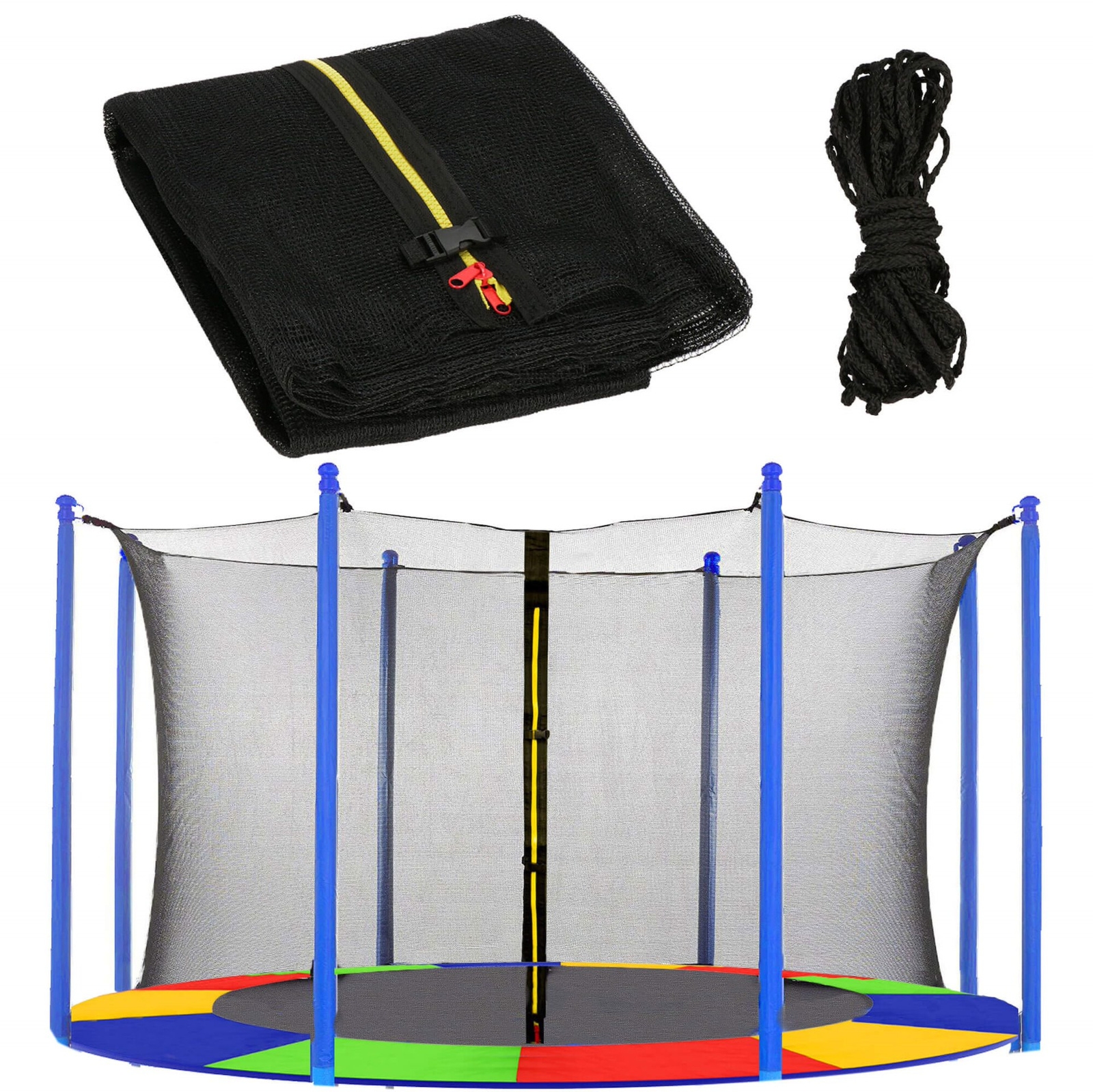 Siatka do trampoliny zewnętrzna z osłoną na sprężyny 427 cm 14 FT 8 słupków multikolor