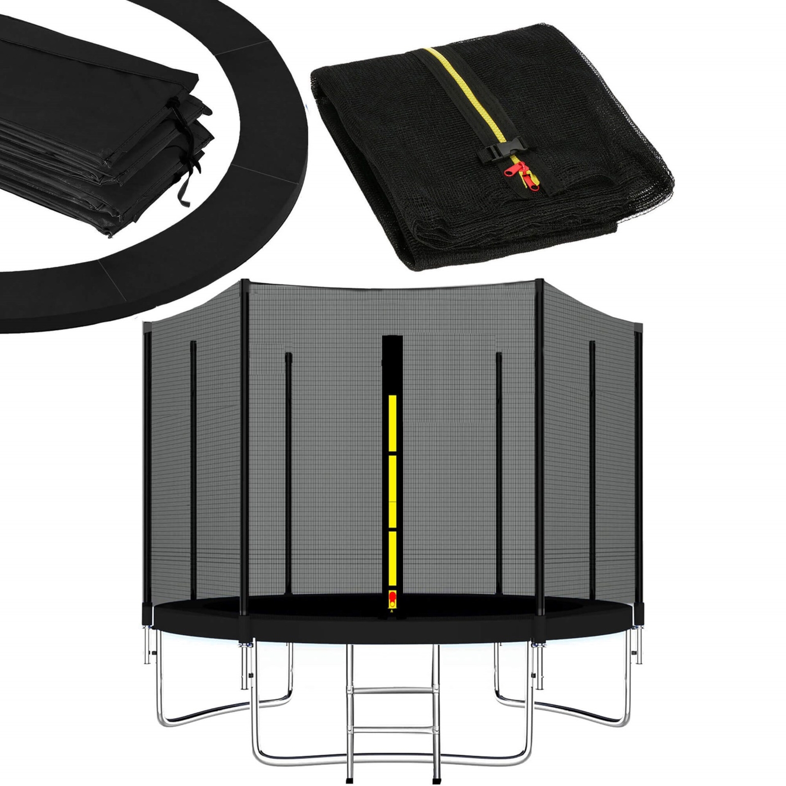 Osłona na sprężyny z siatką do trampoliny zewnętrzną 10FT 305 cm czarna