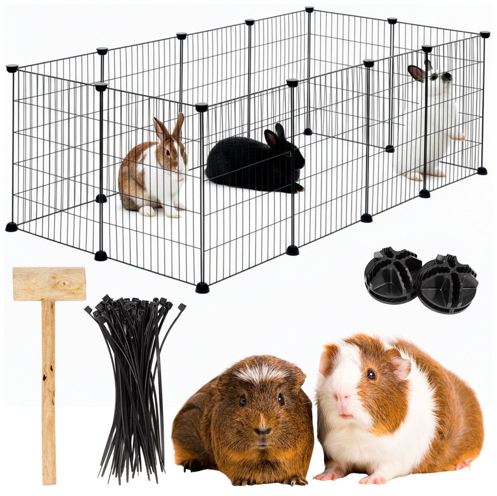 Wybieg, klatka treningowa dla zwierząt 143x71x46 cm kojec przenośny, domowy dla psa i królika, czarny