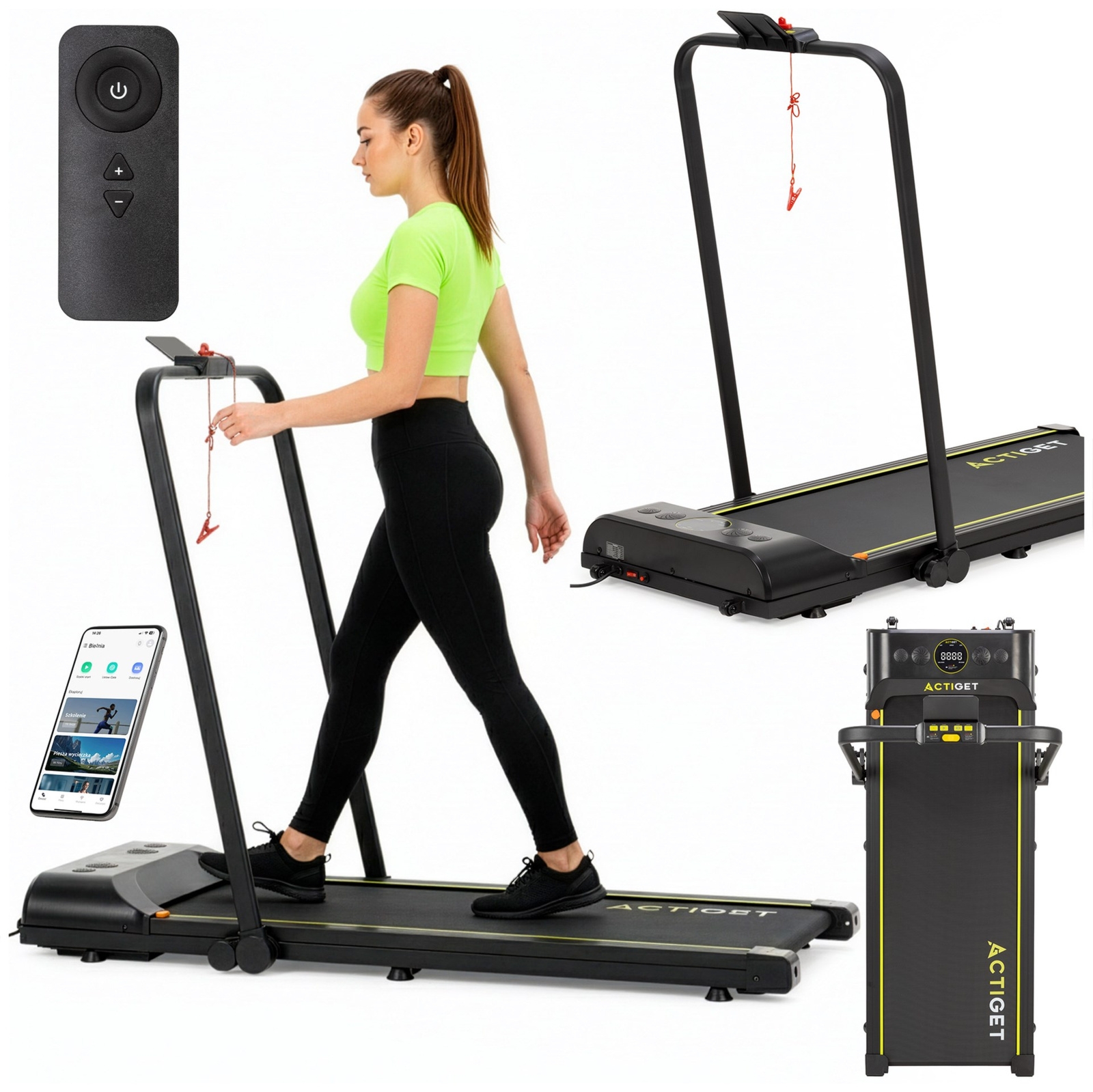 Bieżnia elektryczna do chodzenia, biegania w domu 12 km/h składana z głośnikami i pilotem