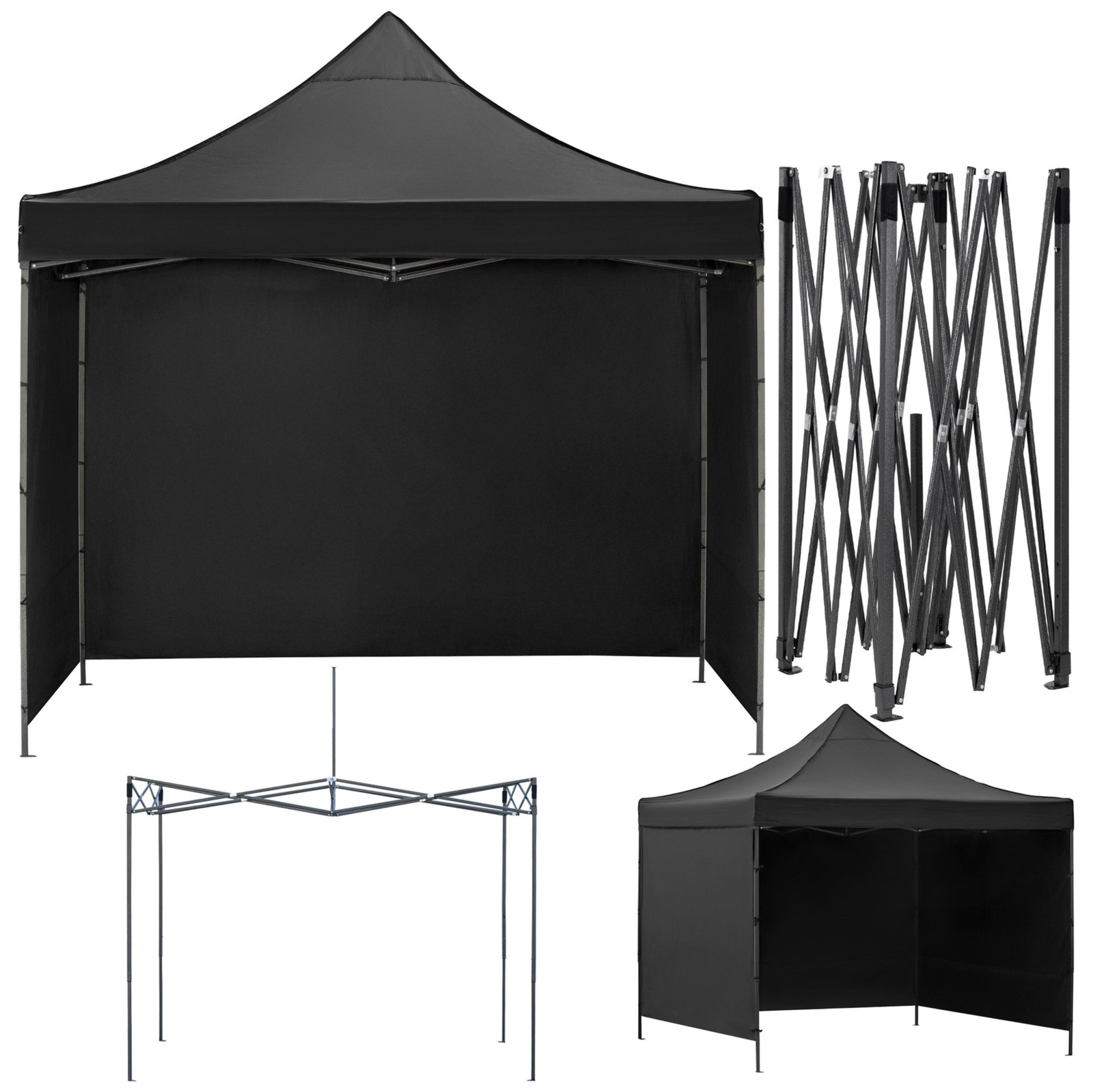 Pawilon handlowy 3x3 m namiot handlowy ekspresowy na imprezy, targ, catering, czarny