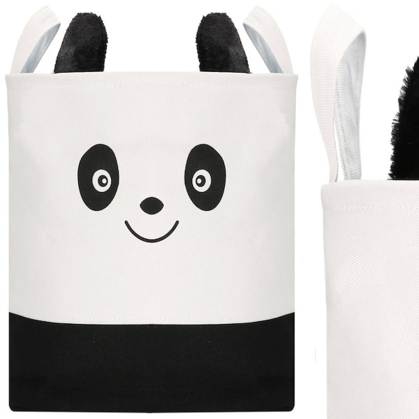 Kosz do przechowywania pojemnik na zabawki i ubrania panda beżowo-czarny