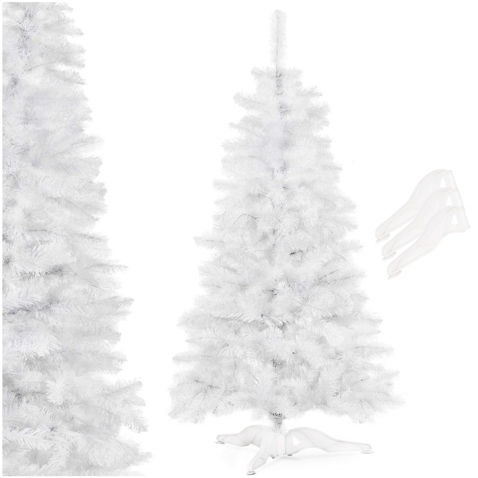 Choinka sztuczna premium 180 cm biała jodła jak żywa, nowoczesna, ze stojakiem