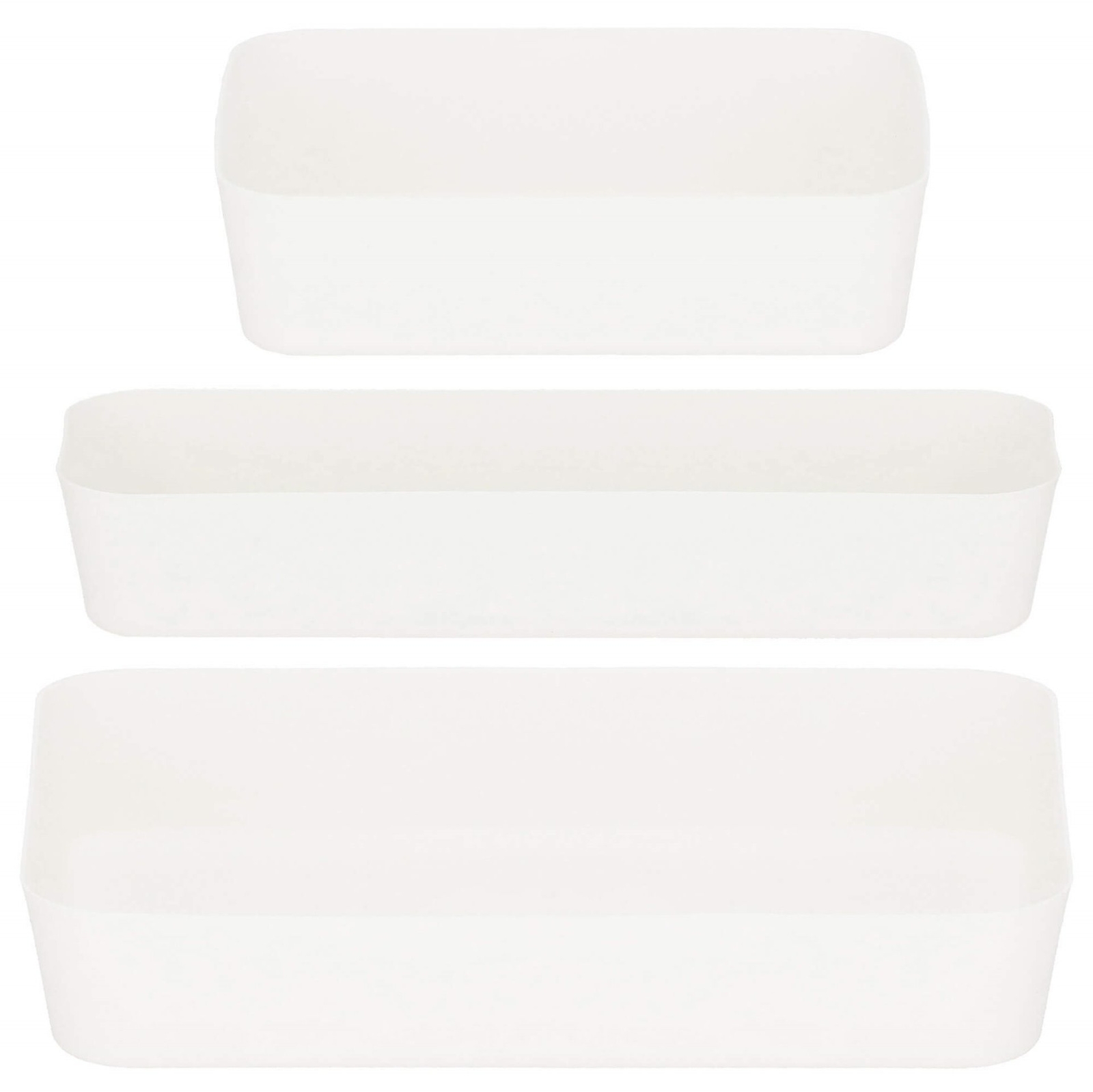 Organizery, wielofunkcyjne wkłady do szuflady zestaw 3 szt. , pojemniki, kremowe