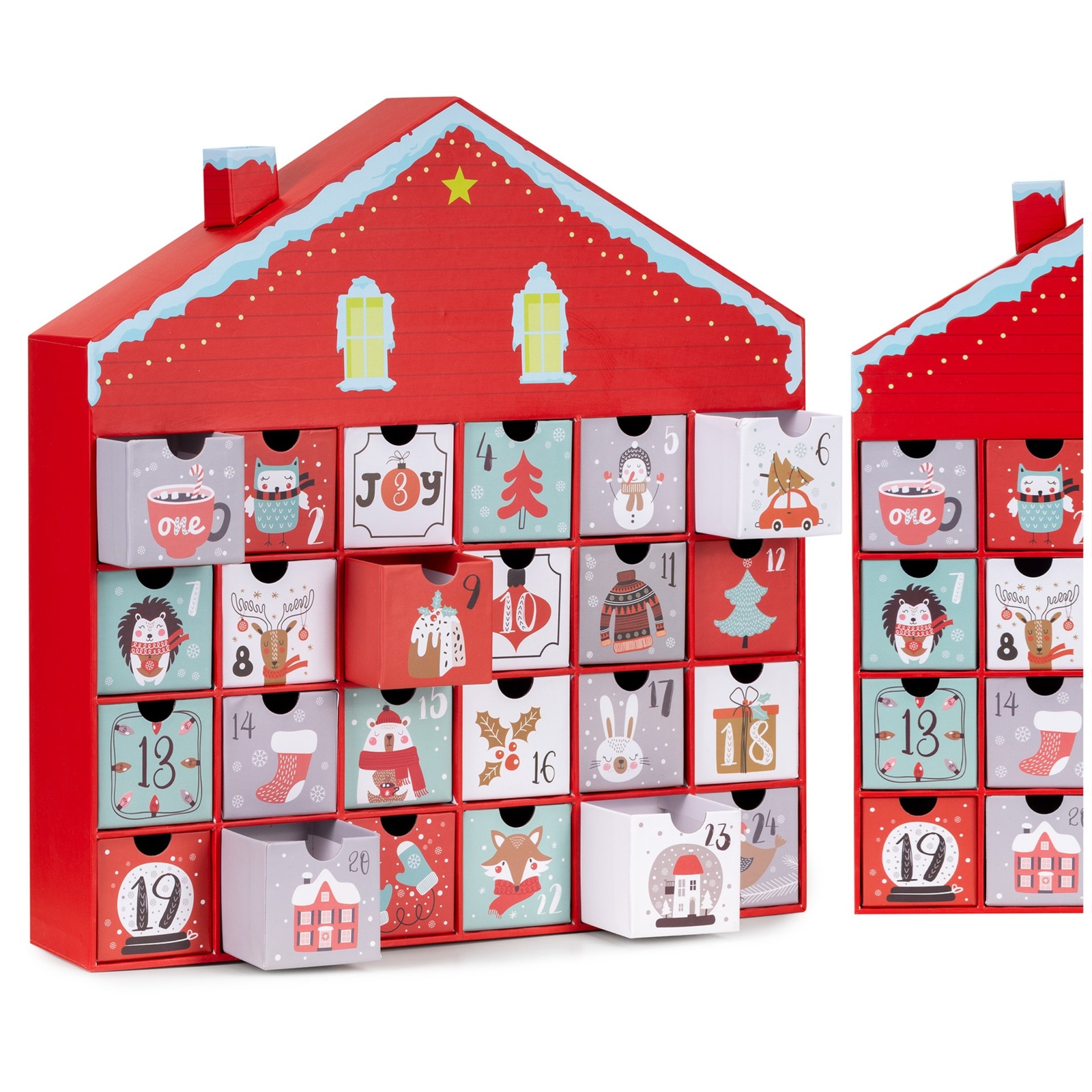 Kalendarz adwentowy, 24 ozdobne pudełeczka, dekoracja świąteczna, domek