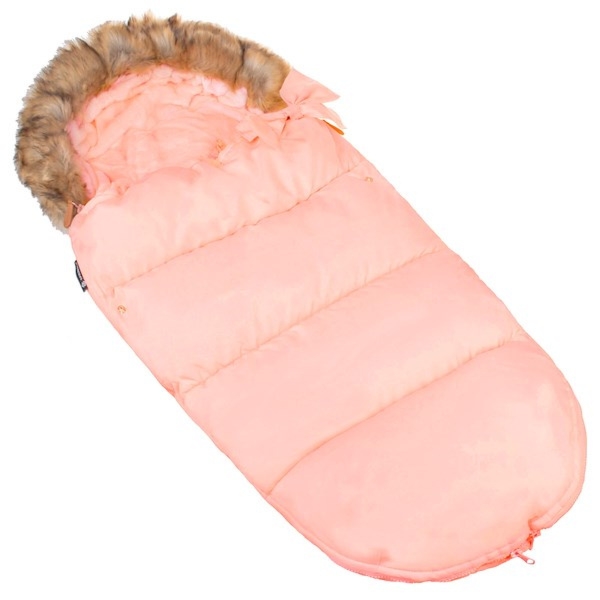 Różowy śpiworek z futerkiem do wózka, sanek